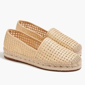 J. Crew Factory Woven espadrille slip-ons flats in Natural Grid Raffia Size 10